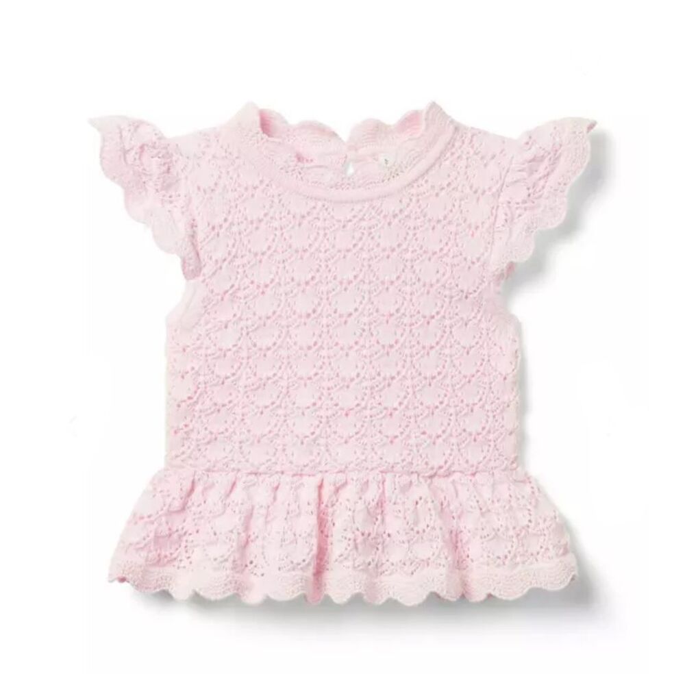 Janie and Jack Crochet Peplum Top in Bunny Pink Size 18 Girls